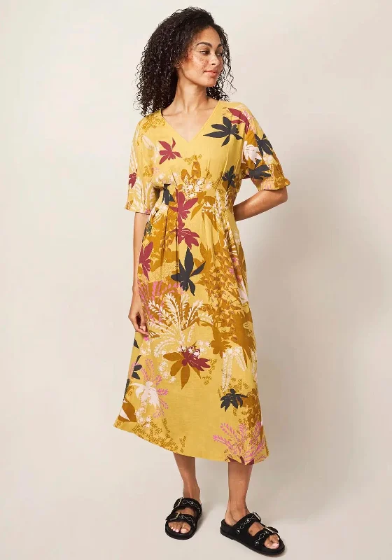 White Stuff Kate Mix Print Maxi Dress, Yellow Multi Cozy Knitted Maxi Dress