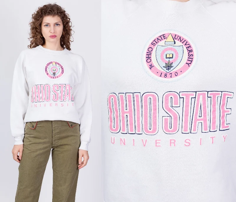 80s Ohio State University Sweatshirt - Large Hoodie with Elastic Cuffs Stretchable Comfortable