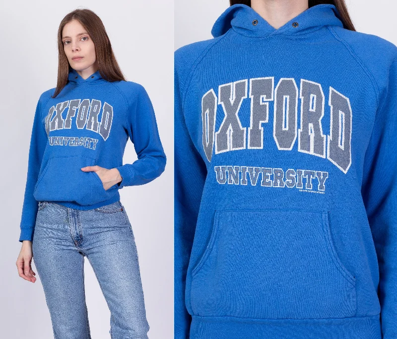 90s Oxford University Hoodie - Small Hoodie with Color Block Contrast Stylish