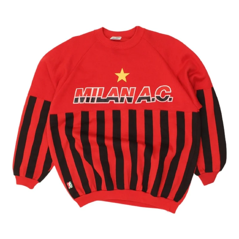 AC Milan Le Felpe Dei Grandi Club Mens Sweatshirt | Vintage 90s Football Sports Hoodie with Color Block Contrast Stylish