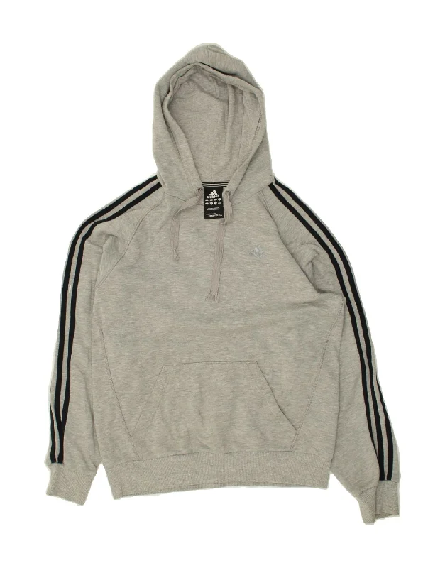 ADIDAS Mens Hoodie Jumper Small Grey Cotton Hoodie with Set-In Sleeves Structured Classic