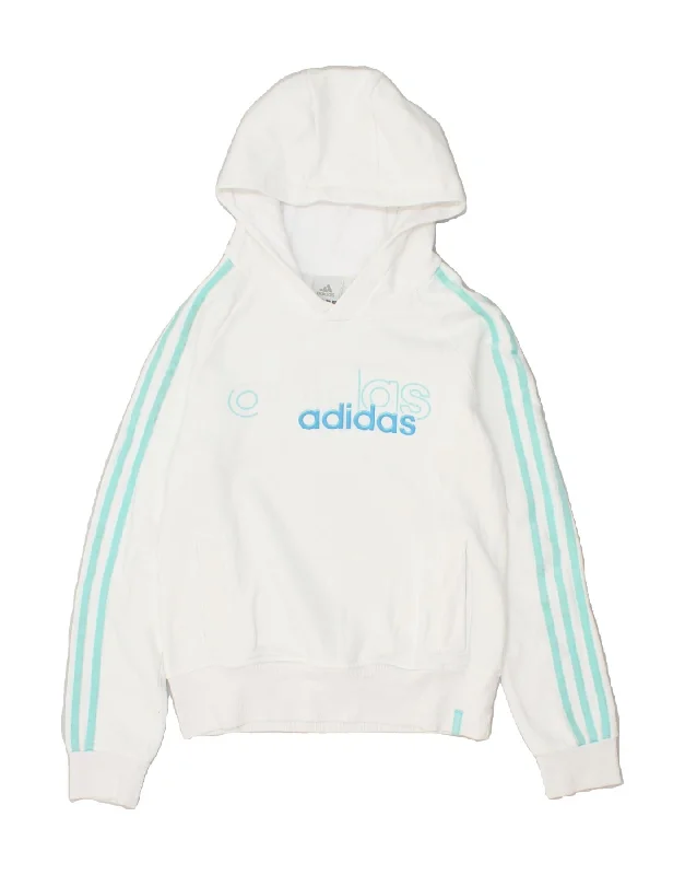 ADIDAS Womens Crop Graphic Hoodie Jumper UK 10 Small White Cotton Hoodie with Metallic Shiny Futuristic