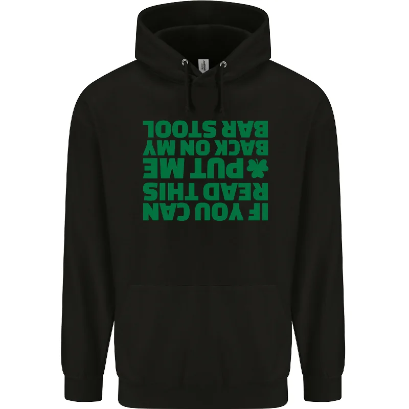 Back on My Bar Stool St Patricks Day Mens 80% Cotton Hoodie Hoodie with Elastic Waist Stretchable Comfortable