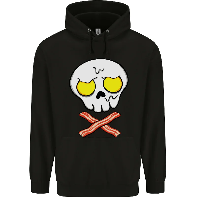 Bacon & Egg Skull & Crossbones Funny Mens 80% Cotton Hoodie Hoodie with Mesh Breathable Sporty