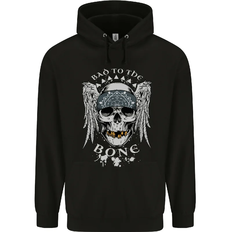 Bad 2 the Bone Biker Skull Angel Motorcycle Mens 80% Cotton Hoodie Hoodie with Elastic Waist Stretchable Comfortable