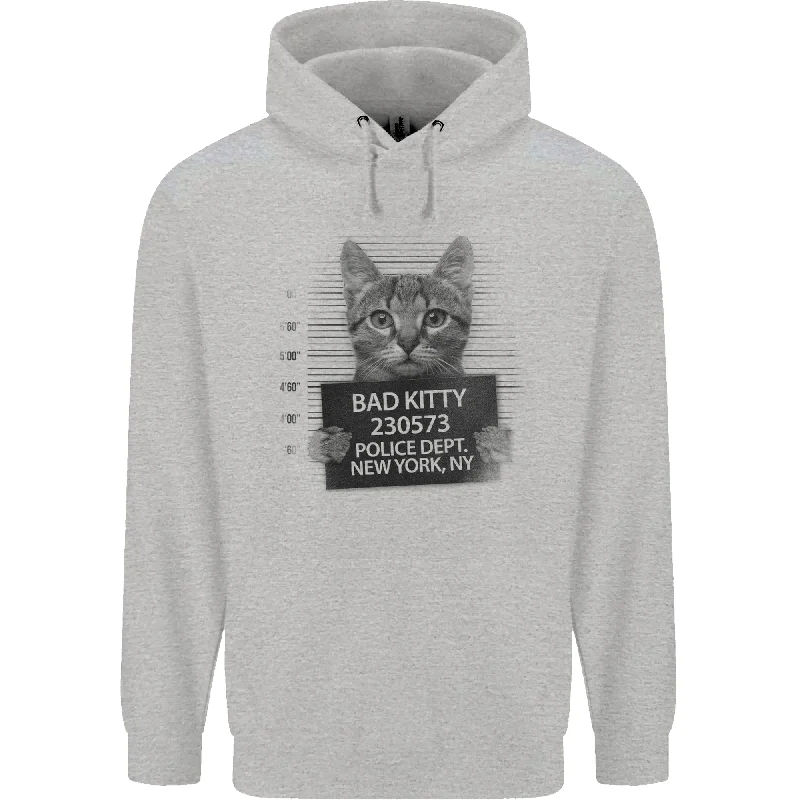 Bad Kitty New York City Police Dept Mens 80% Cotton Hoodie Hoodie with Raw Hem Edgy Unfinished