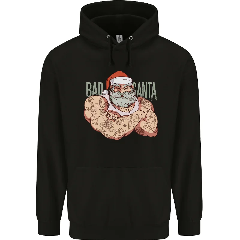 Bad Santa Christmas Tattoo Xmas Biker Gym Mens 80% Cotton Hoodie Hoodie with Patch Decorative Personalized