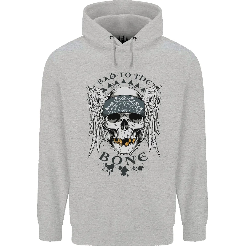 Bad to the Bone Biker Skull Angel Motorbike Mens 80% Cotton Hoodie Hoodie with Rolled Sleeves Casual Relaxed