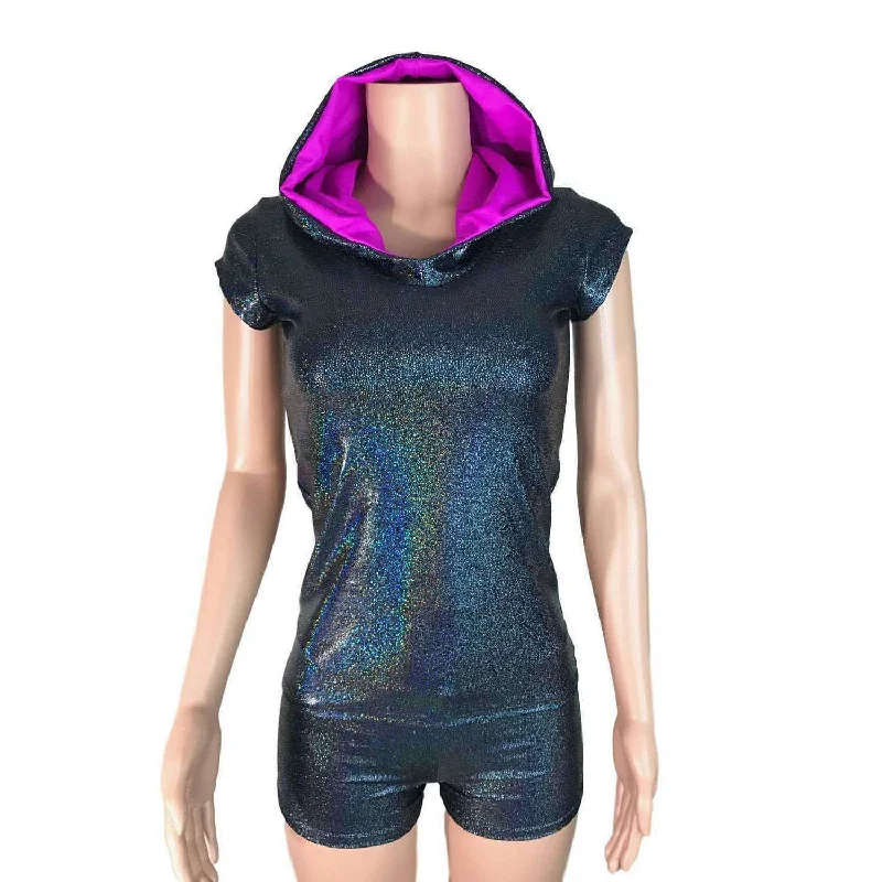 SALE - MEDIUMFull Length Cap Sleeve Hoodie Top Hoodie with Double Zipper Versatile Adjustable