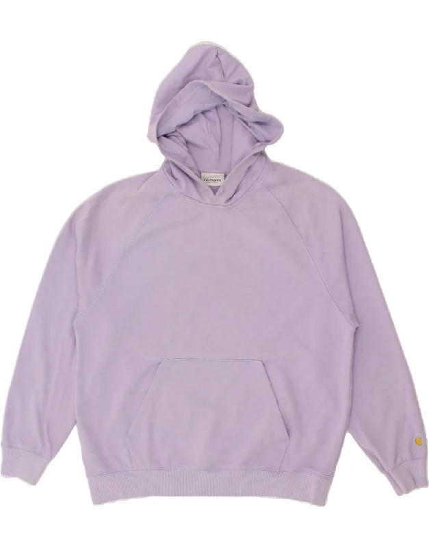 CARHARTT Mens Hoodie Jumper Medium Purple Cotton Cotton Hoodie Fleece Lining Warmth