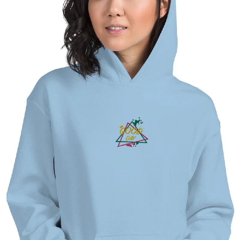 Good Day | Embroidered Sweatshirt Hoodie with Puffed Sleeves Voluminous Trendy