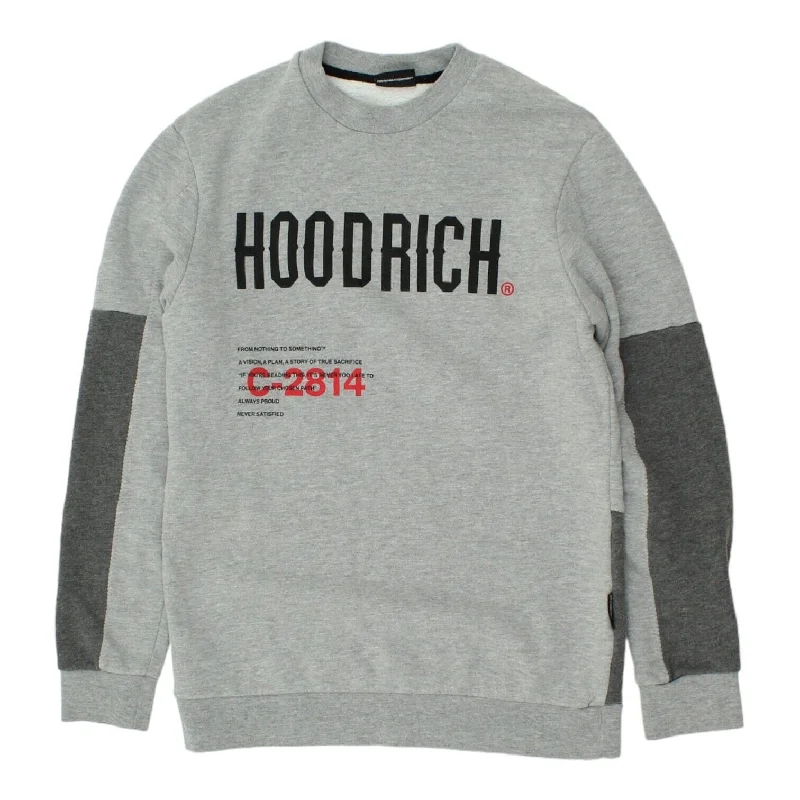 Hoodrich Spell Out Mens Grey Sweatshirt | Designer Streetwear Jumper VTG Graphic Hoodie Design Print