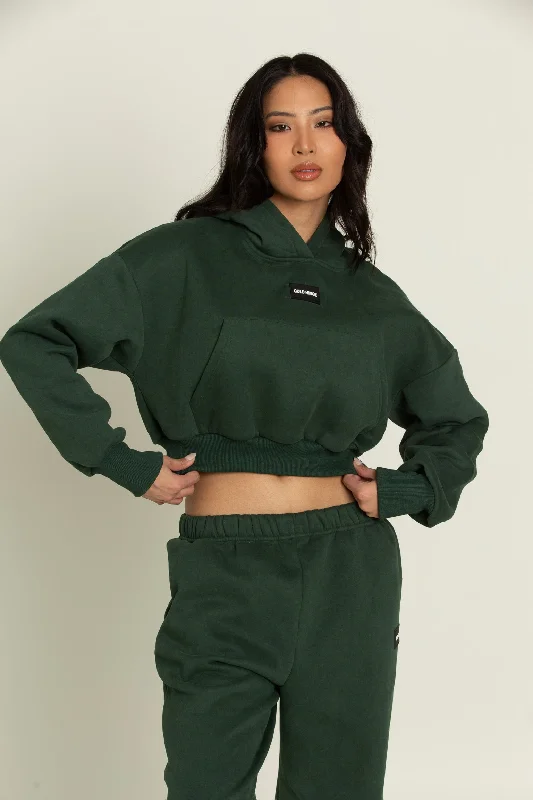 Hunter Green GH Cropped Hoodie Hoodie with Earth Tones Natural Calm