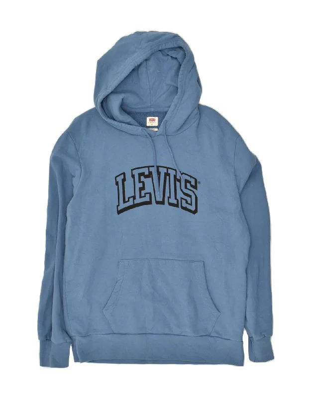 LEVI'S Mens Standard Hooded Graphic Hoodie Jumper Medium Blue Cotton Hoodie with Drawstring Waist Adjustable Fitted