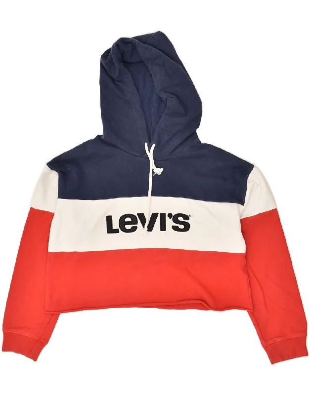 LEVI'S Womens Graphic Crop Hoodie Jumper UK 10 Small Multicoloured Hoodie with Magnetic Closure Innovative Modern