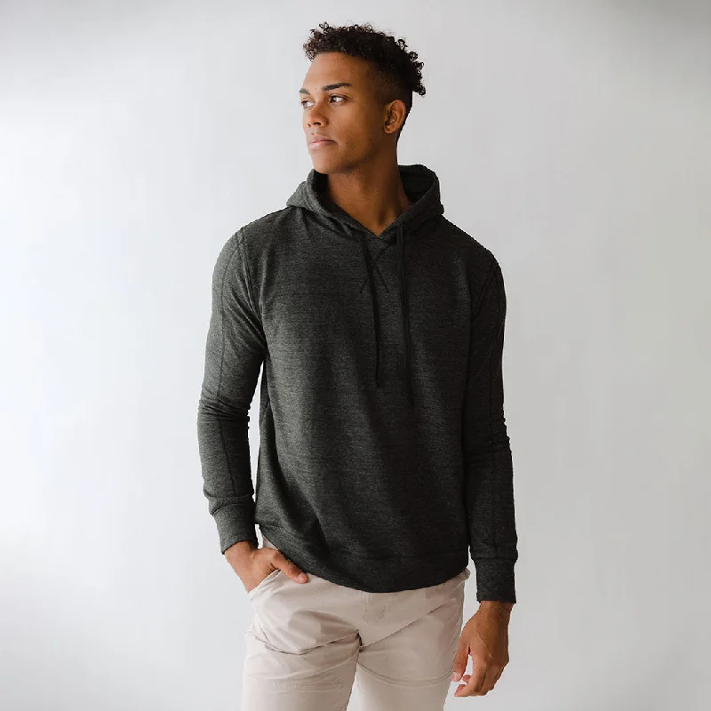 Men's Hoodie, Charcoal Hoodie with Belted Waist Structured Tailored