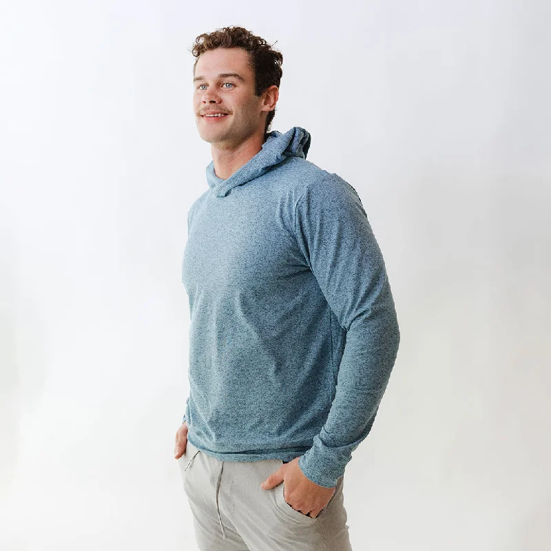 Men's Travel Hoodie, Sky Hoodie with Button Placket Classic Preppy