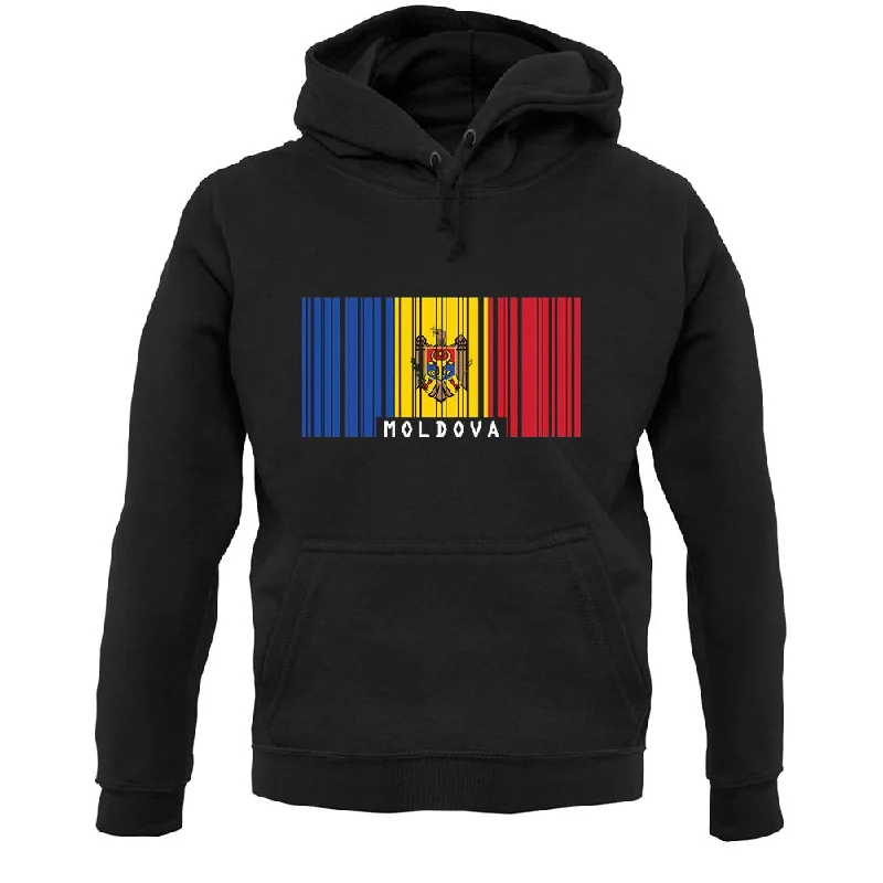 Moldova Barcode Style Flag Unisex Hoodie Hoodie with Oversized Fit Loose Comfortable