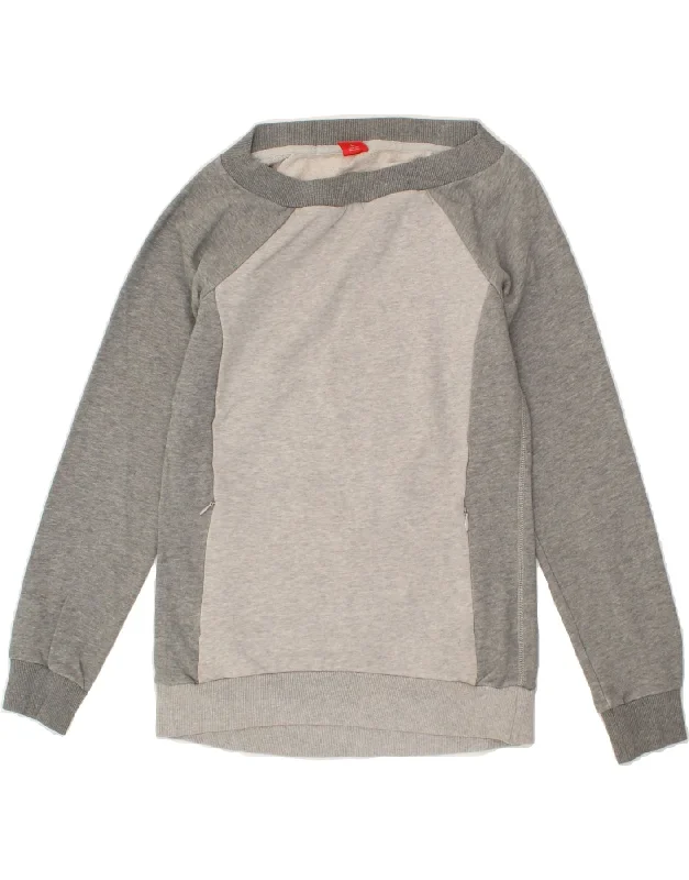 PUMA Womens Sweatshirt Jumper UK 8 Small  Grey Cotton Hoodie with Bell Sleeves Flared Feminine