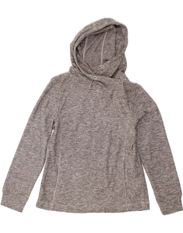 REGATTA Womens Hoodie Jumper UK 12 Medium Grey Flecked Polyester Hoodie with Hem Detail Decorative Unique