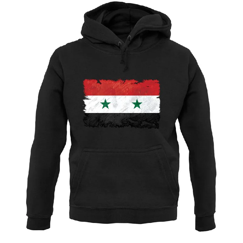 Syria Grunge Style Flag Unisex Hoodie Hoodie with Longline Fit Extended Stylish