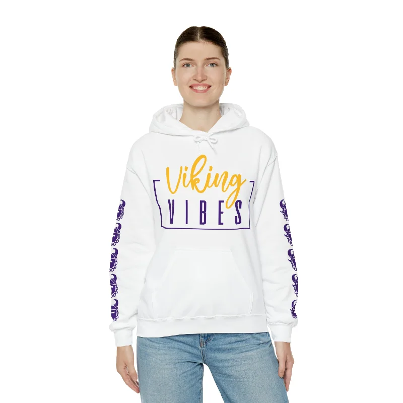 Unisex Heavy Blend™ Hooded Sweatshirt - Vibes + Game Day Helmet (Sleeves) Hoodie with Puffed Sleeves Voluminous Trendy