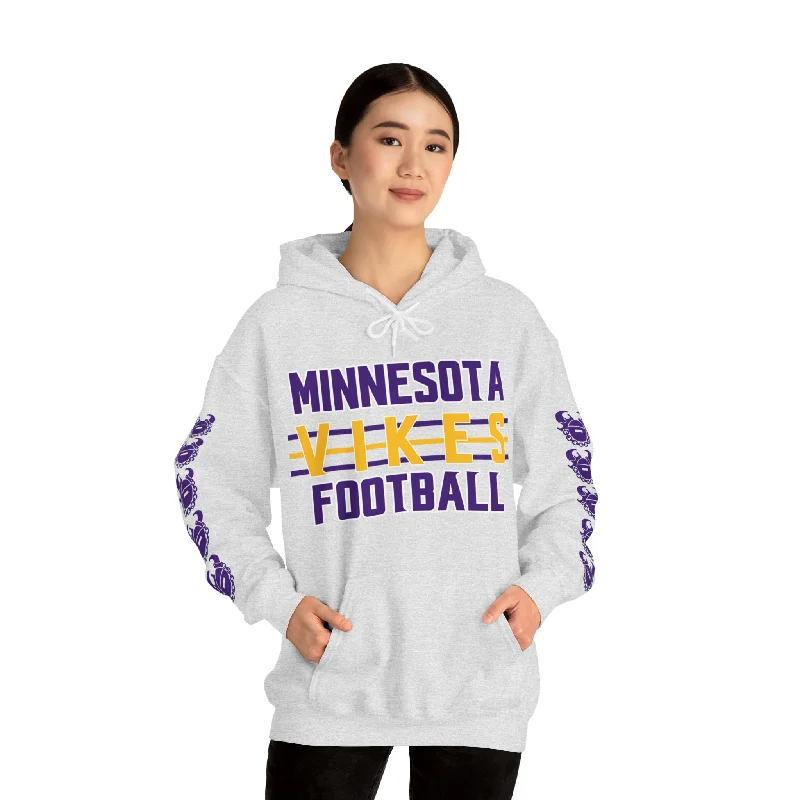 Unisex Heavy Blend™ Hooded Sweatshirt - Vikes Football + Game Day Helmet (Sleeves) Hoodie with Hood Adjustable Protection