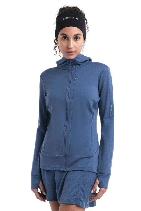 Womens Merino 260 Quantum IV LS Zip Hoodie Hoodie with Cuffed Sleeves Snug Secure