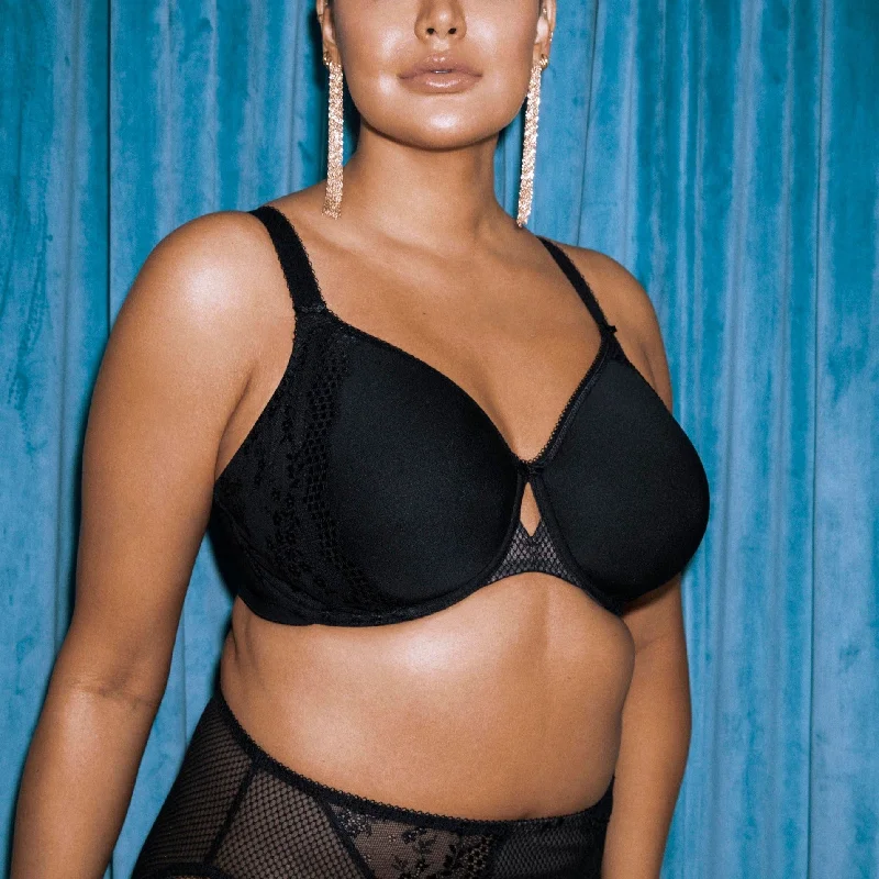 Charley Underwired Spacer Bra In Black - Elomi Sexy Mesh Bra