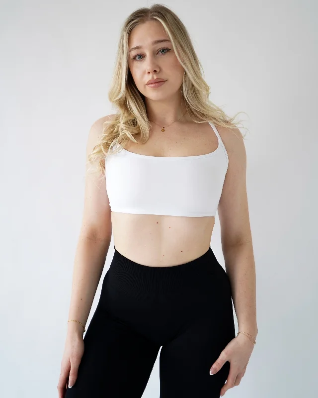 Core Sports Bra - White Soft Stretch Bra