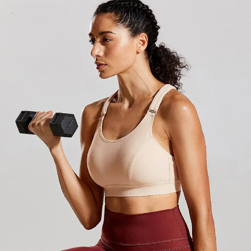 Energy Front Adjustable Wireless Sports Bra - Beige/Black Push-Up Padded Bra