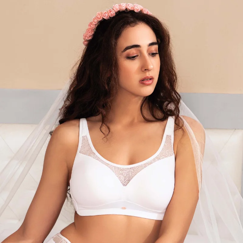 Full Coverage Padded Non Wired Bra With Lace Detailing- CB-132 Full Coverage Bralette