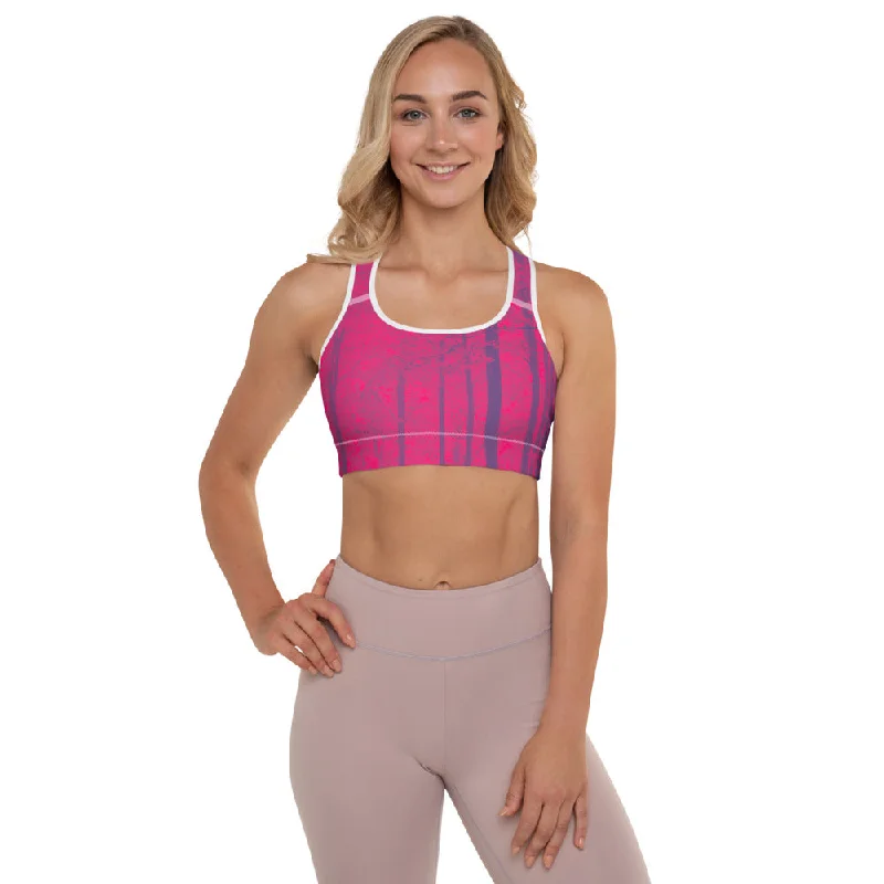 Into The Woods Hot Pink Padded Sports Bra Chic Lace Underwear