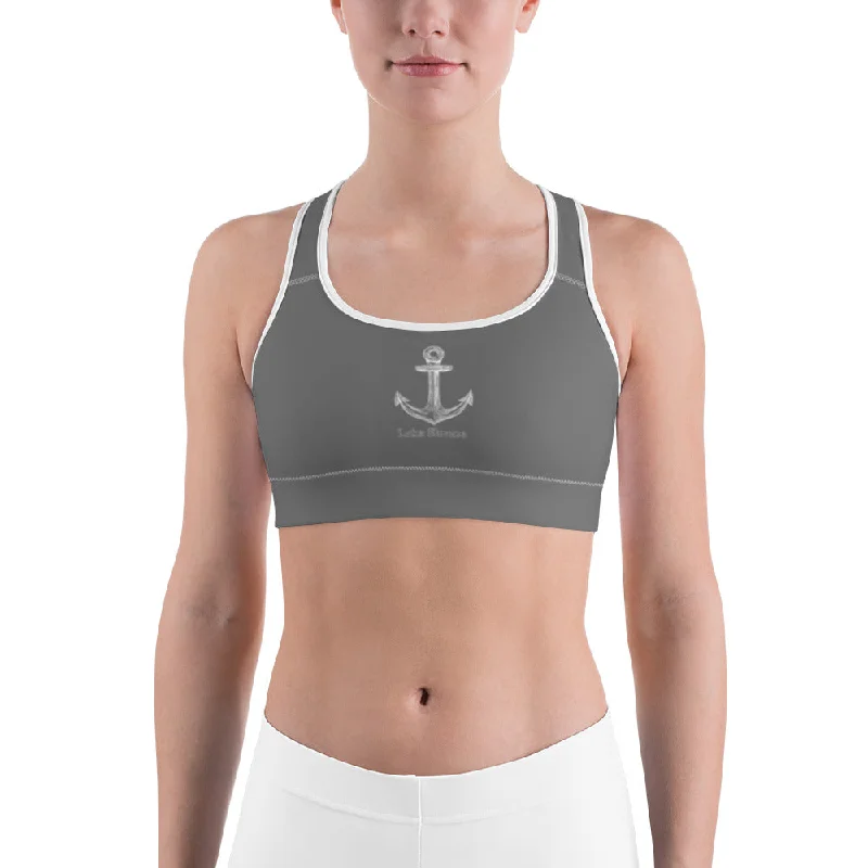 Lake Simcoe Grey Sports bra Lace-Trimmed Bra