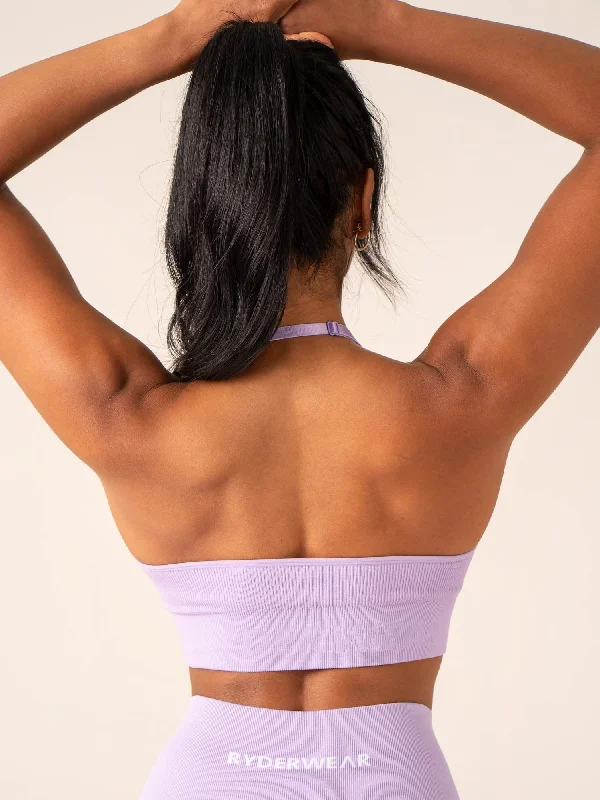 Lift Rib Seamless Halter Sports Bra - Lavender Chic Lace Bra