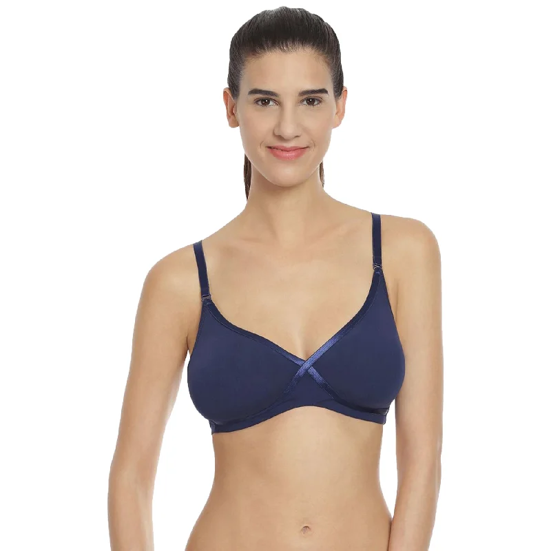 Medium Coverage Non Padded Non wired Cross Over Seamless Organic Cotton Bra-CB-402 Soft Mesh Bralette