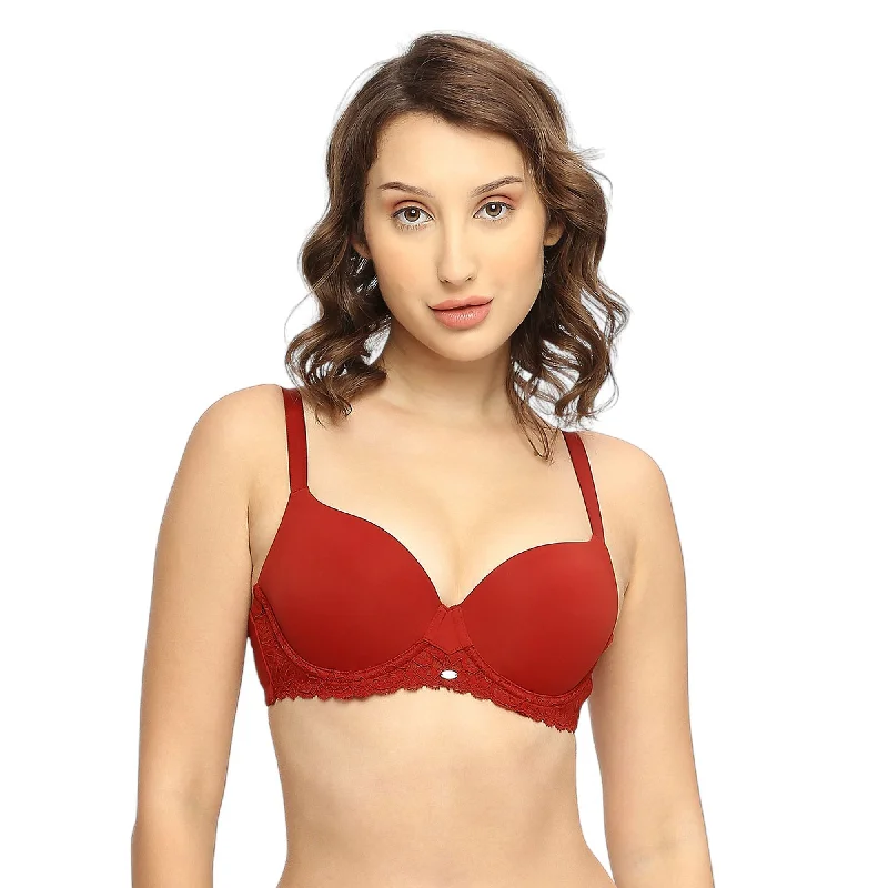 Medium Coverage Padded Wired Lace Bra-FB-550 High-Cut Bra Design