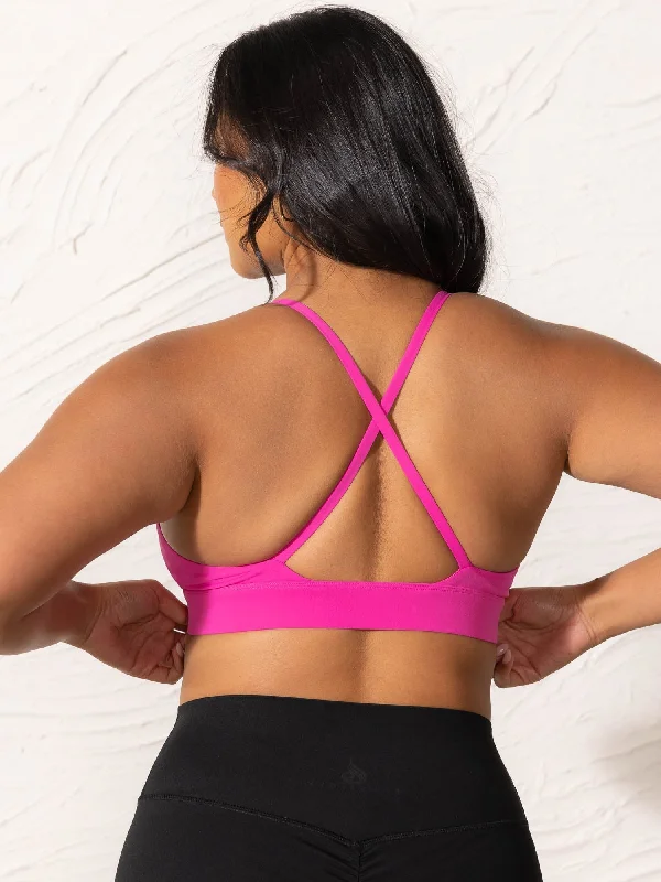 NKD Low Neck Sports Bra - Neon Pink Comfort Fit Bralette