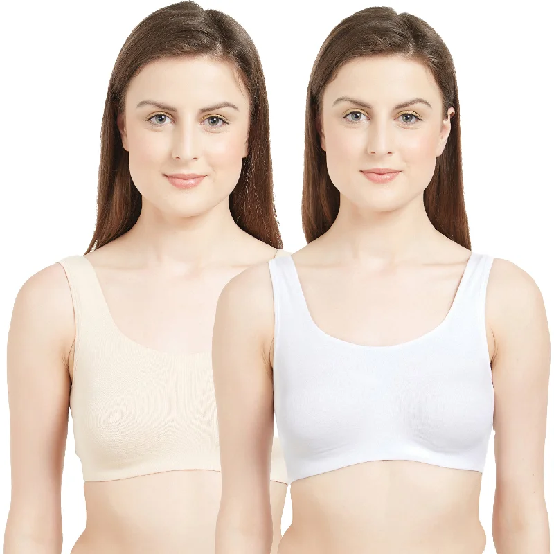 Non Wired Non Padded Full Coverage Low Impact Slip on Sports Bra (Pack of 2) BB-03 Push-Up Padded Bra