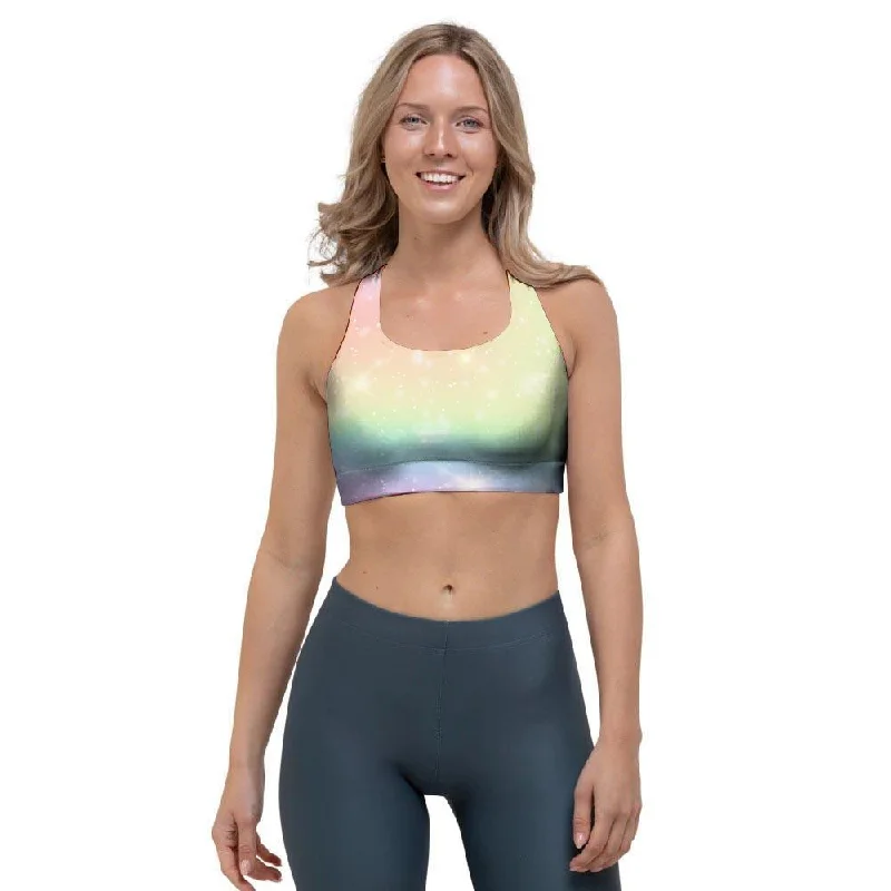 Psychedelic Trippy Holographic Sports Bra High Support Sports Bra