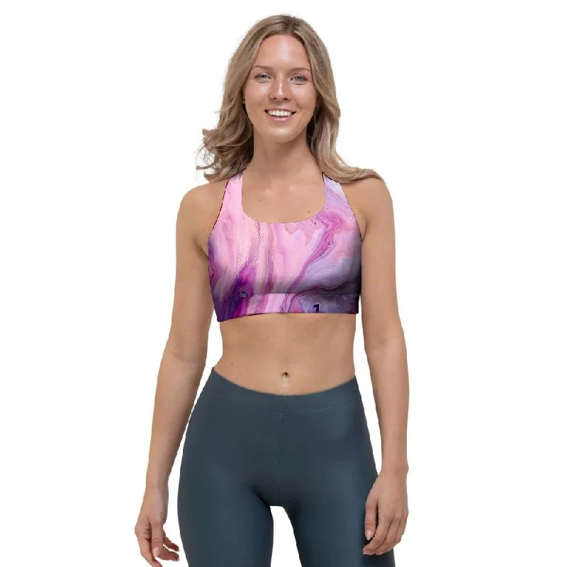 Purple Marble Sports Bra Sports Support Bra