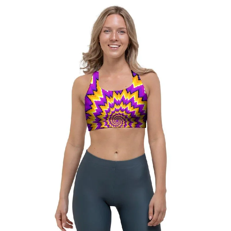 Purple Psychedelic Optical illusion Sports Bra Wireless Push-Up Bra