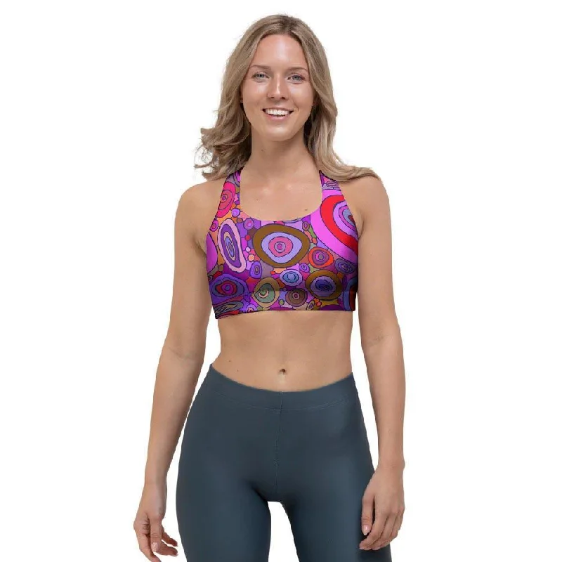 Purple Trippy Hippie Sports Bra Smooth Stretch Bra