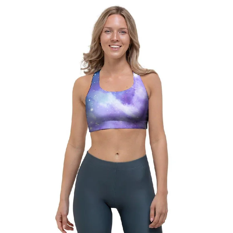 Purple Universe Galaxy Sports Bra Wireless Push-Up Bra