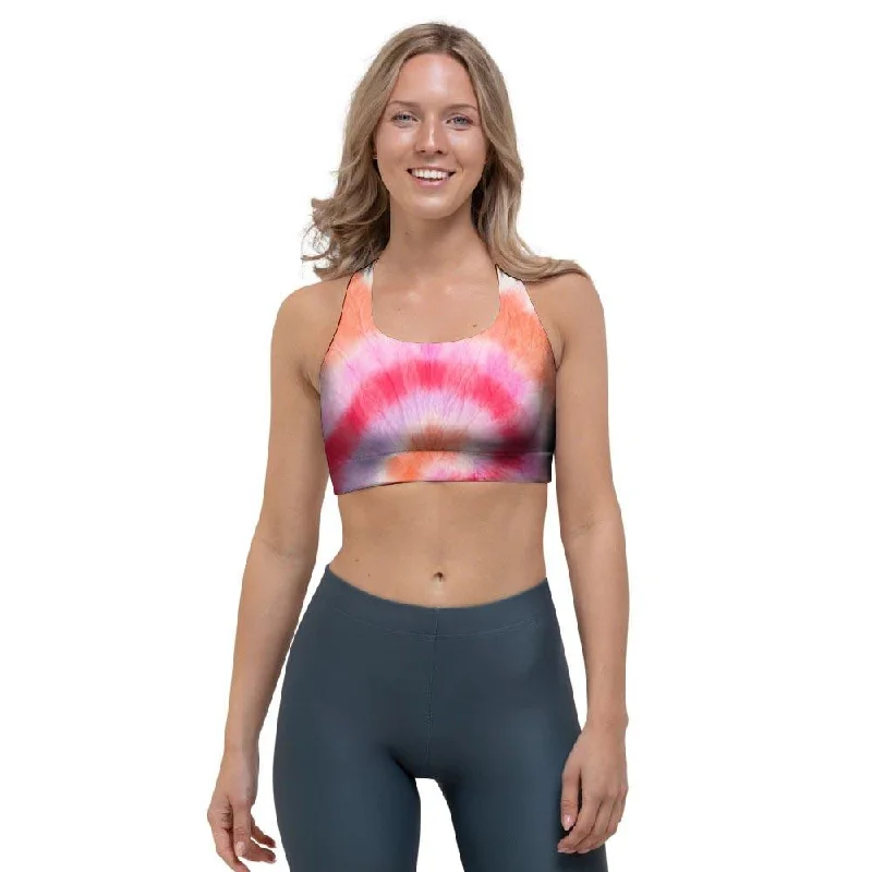 Rainbow Hippie Tie Dye Sports Bra Sporty Wireless Bra