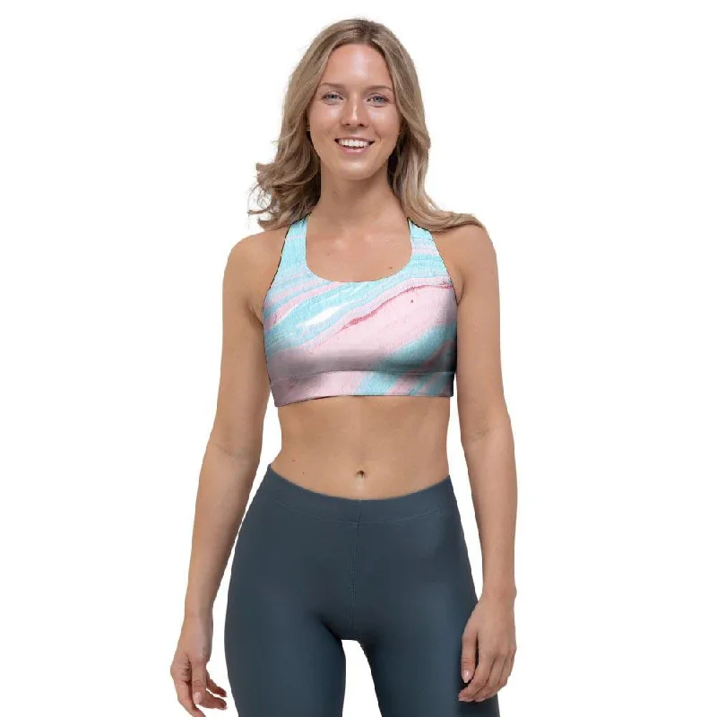 Rainbow Marble Sports Bra Wireless Push-Up Bra