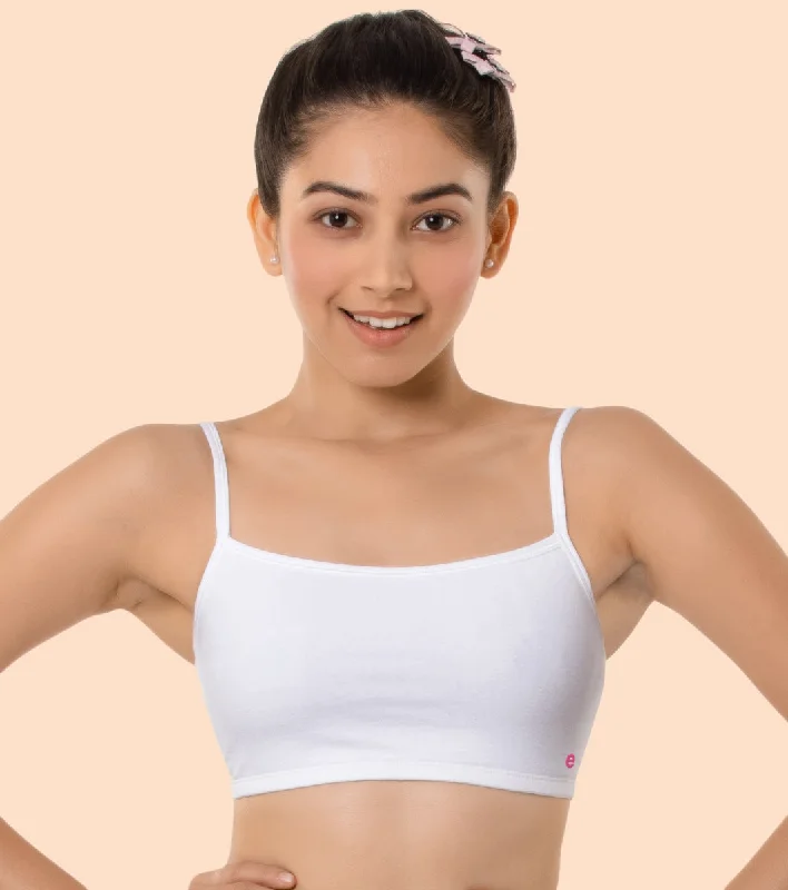 Enamor BB02 Easy Fit Stretch Cotton Beginners Bra with Antimicrobial Finish and Slim Straps - White Smooth Fit Bra