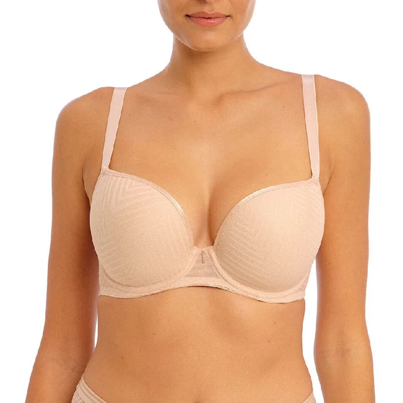 Tailored UW Moulded Plunge Bra In Natural Beige - Freya Elegant Cotton Bra