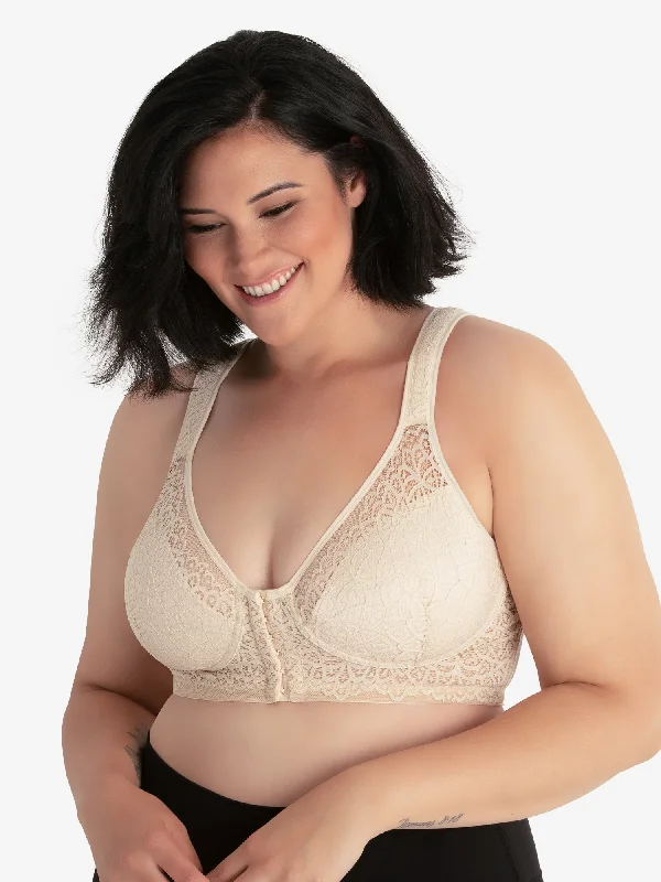 The Nora - Shimmer Support Back Lace Front-Closure Bra Cozy Wire-Free Bra