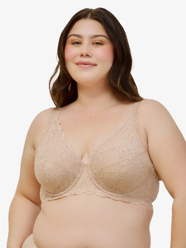 The Willow - Lace Plunge Underwire Bra Lightly Padded Bra